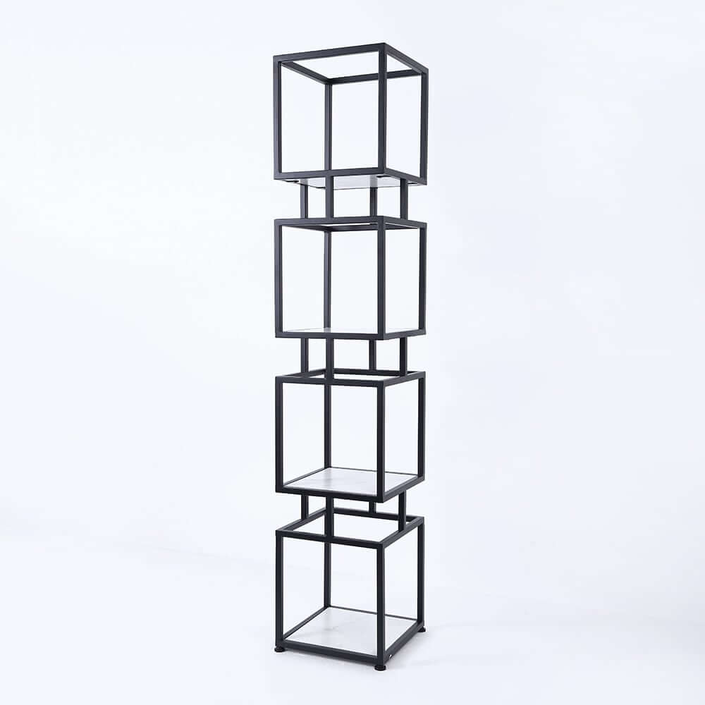 Geometric Metal Etagere Bookshelf - Modern Gold & Black Design