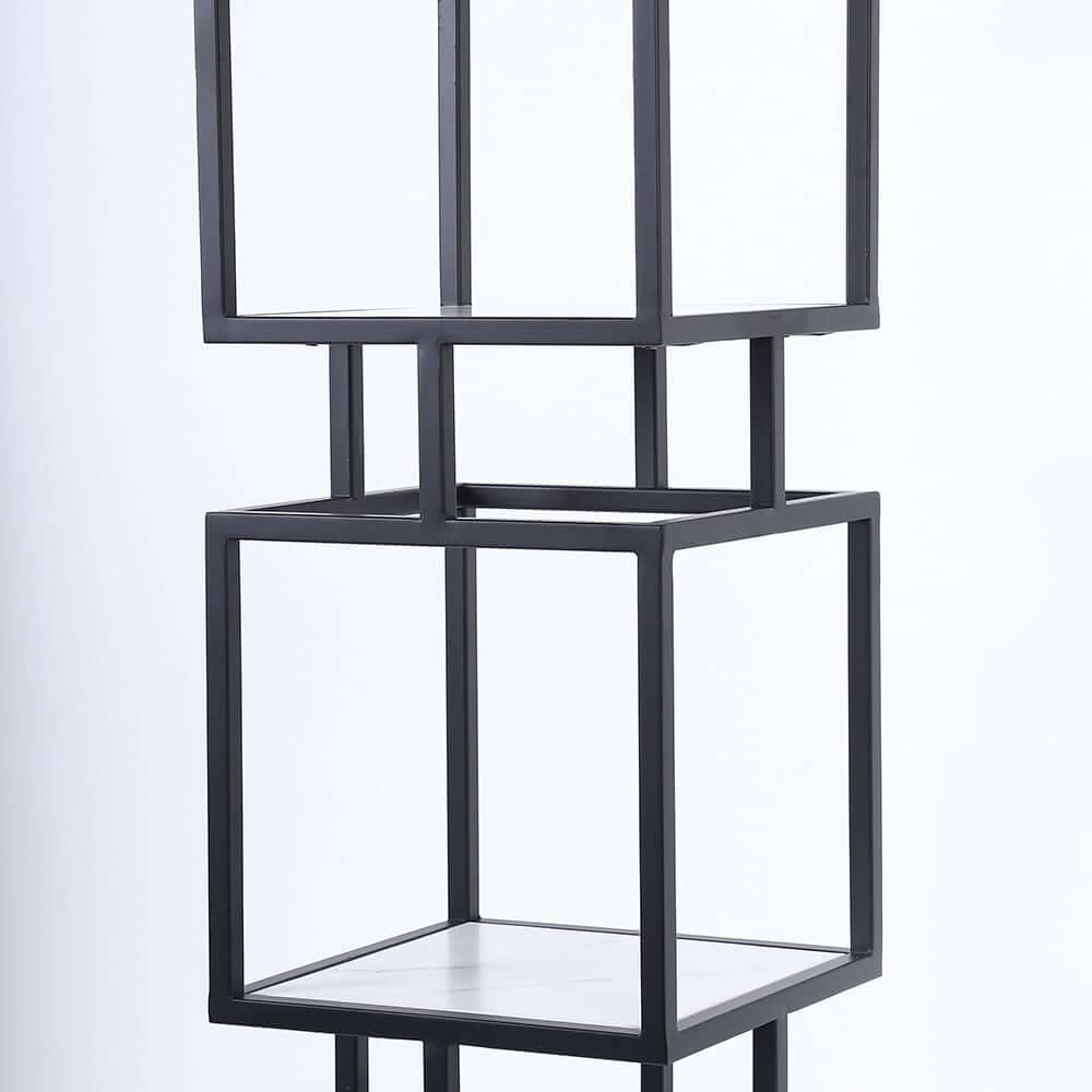 Geometric Metal Etagere Bookshelf - Modern Gold & Black Design