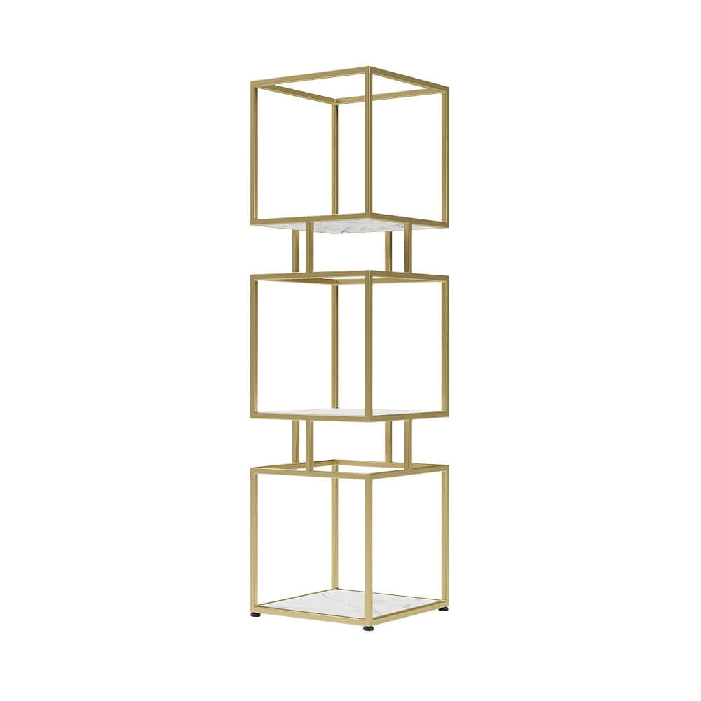 Geometric Metal Etagere Bookshelf - Modern Gold & Black Design