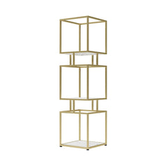 Geometric Metal Etagere Bookshelf - Modern Gold & Black Design