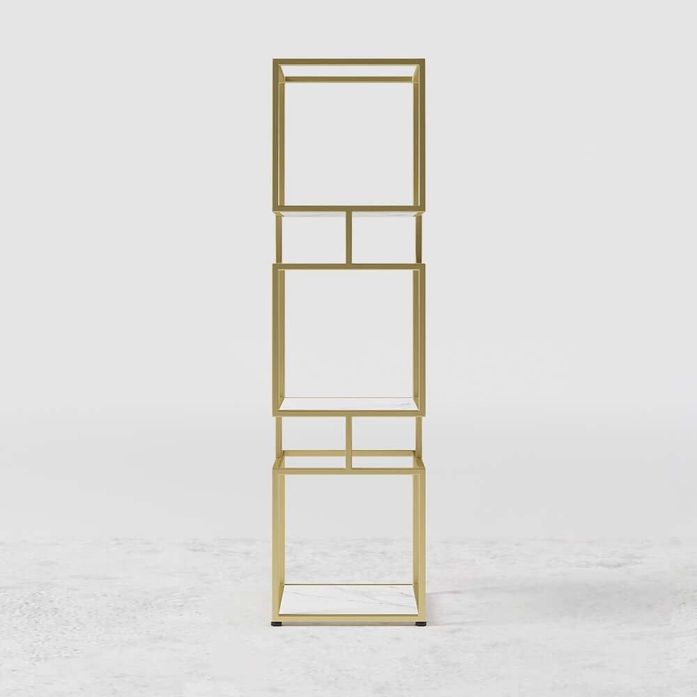 Geometric Metal Etagere Bookshelf - Modern Gold & Black Design