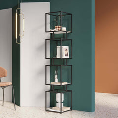 Geometric Metal Etagere Bookshelf - Modern Gold & Black Design