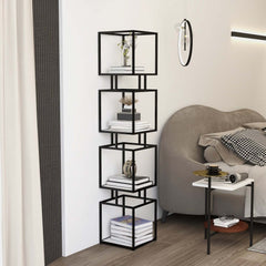 Geometric Metal Etagere Bookshelf - Modern Gold & Black Design