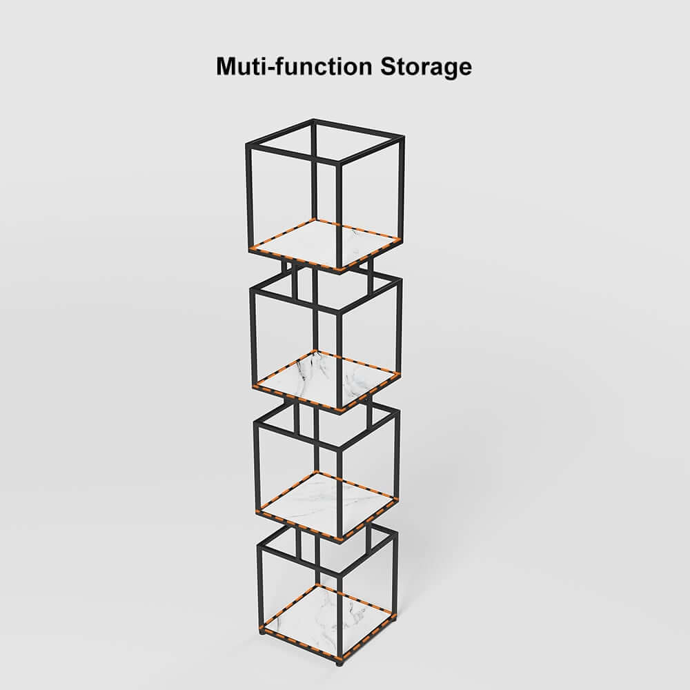 Geometric Metal Etagere Bookshelf - Modern Gold & Black Design