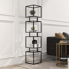 Geometric Metal Etagere Bookshelf - Modern Gold & Black Design