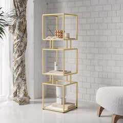 Geometric Metal Etagere Bookshelf - Modern Gold & Black Design