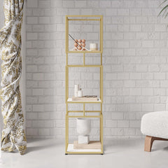 Geometric Metal Etagere Bookshelf - Modern Gold & Black Design