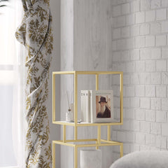 Geometric Metal Etagere Bookshelf - Modern Gold & Black Design