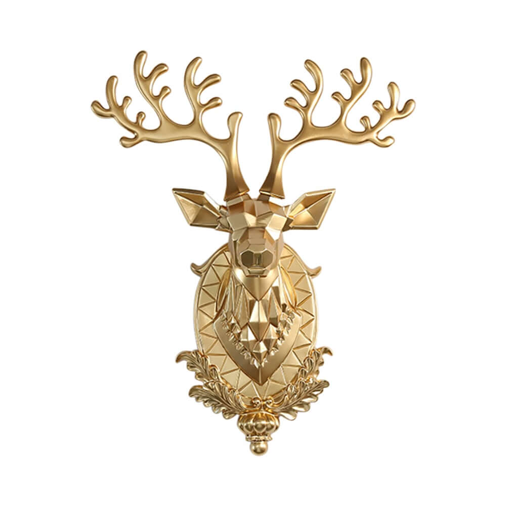 Geometric Resin Deer Head Wall Art – Gold Modern Sculpture