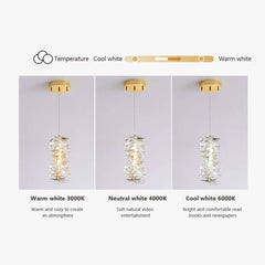 Glam Crystal Pendant Light Fixture with Adjustable LED and Black Finish