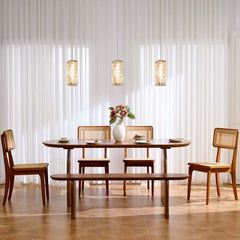 Glam Crystal Pendant Light Fixture with Adjustable LED and Black Finish