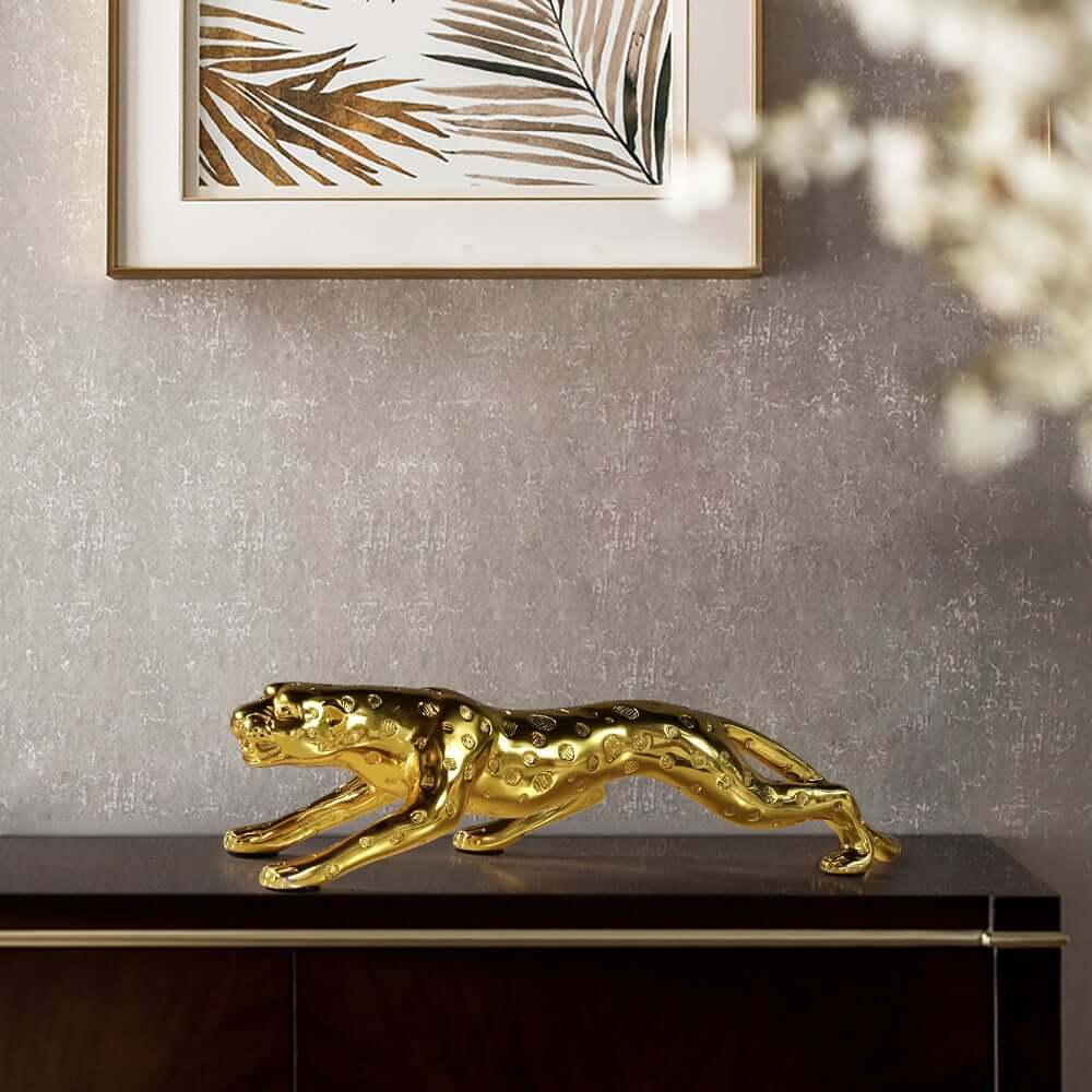 Glam Gold Resin Animal Sculpture for Home and Office Decor