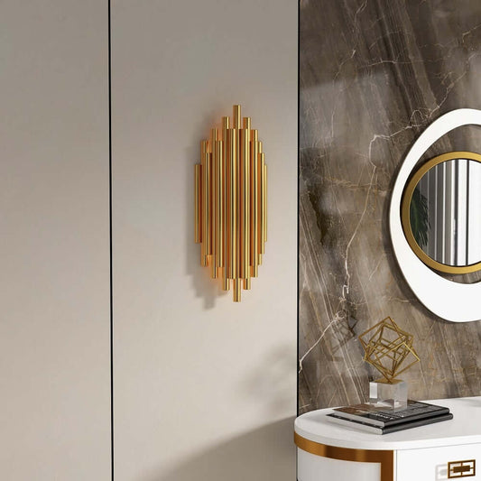 Glam Gold Stainless Steel 2-Light Flush Mount Wall Light