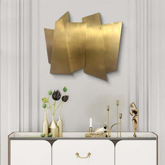 Glam Metal Wall Art in Gold Stainless Steel with Irregular Shape