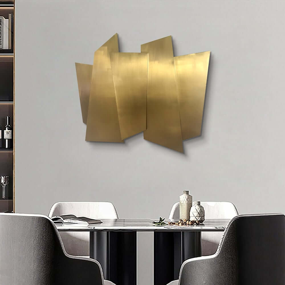 Glam Metal Wall Art in Gold Stainless Steel with Irregular Shape