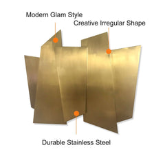 Glam Metal Wall Art in Gold Stainless Steel with Irregular Shape