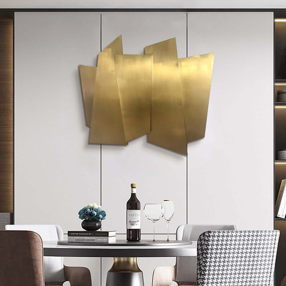 Glam Metal Wall Art in Gold Stainless Steel with Irregular Shape