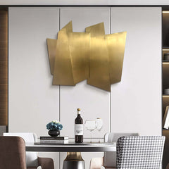 Glam Metal Wall Art in Gold Stainless Steel with Irregular Shape