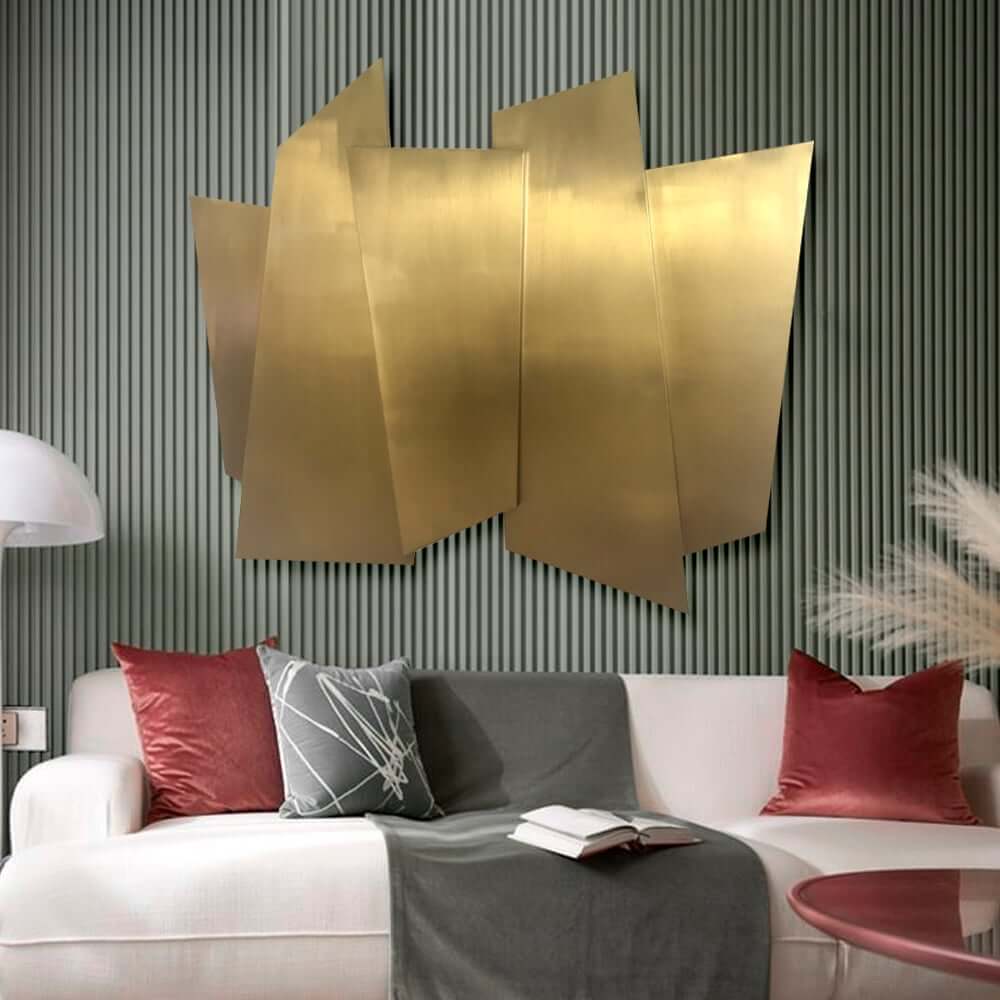 Glam Metal Wall Art in Gold Stainless Steel with Irregular Shape