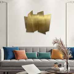 Glam Metal Wall Art in Gold Stainless Steel with Irregular Shape