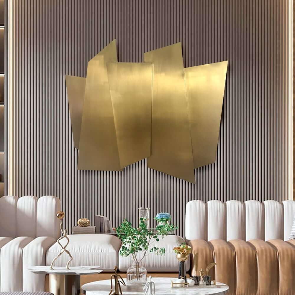 Glam Metal Wall Art in Gold Stainless Steel with Irregular Shape Main Product Image