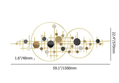 Glam Metal Wall Art with Abstract Geometric Design Dimensions