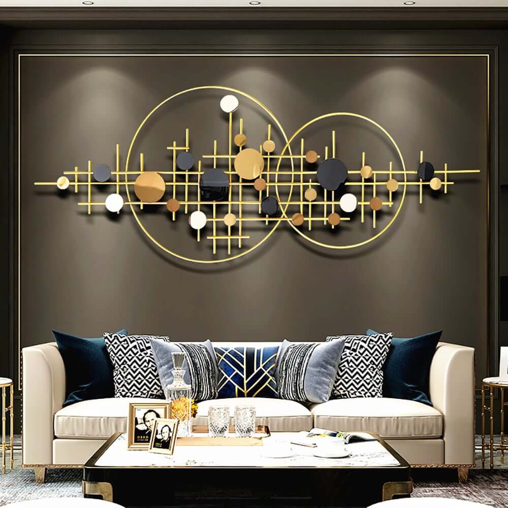 Glam Metal Wall Art with Abstract Geometric Design Main Product Image