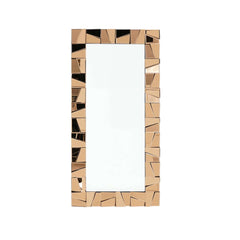 Glam Rectangle Floor Mirror with Glass Frame and Gold Finish