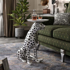 Glam Silver Panther Side Table With Metal Tray Top