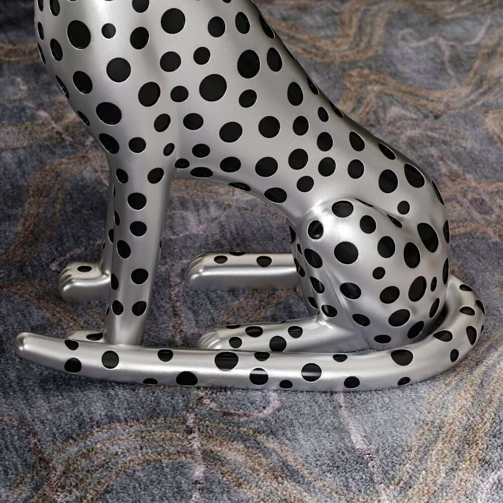 Glam Silver Panther Side Table With Metal Tray Top