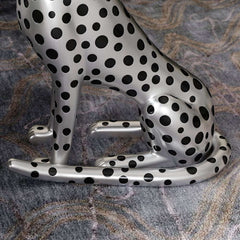 Glam Silver Panther Side Table With Metal Tray Top