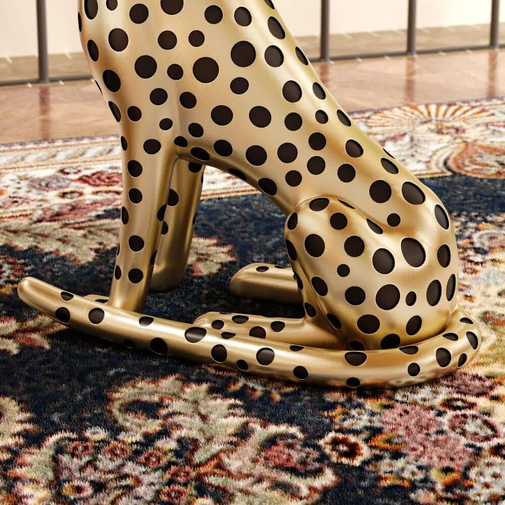 Glam Silver Panther Side Table With Metal Tray Top