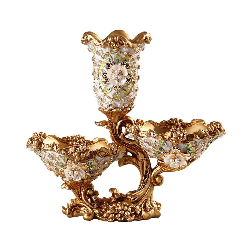 Glam White & Gold Resin Irregular Fruit Bowl - Decorative Centerpiece