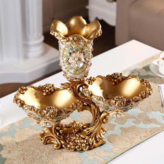 Glam White & Gold Resin Irregular Fruit Bowl - Decorative Centerpiece