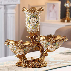Glam White & Gold Resin Irregular Fruit Bowl - Decorative Centerpiece