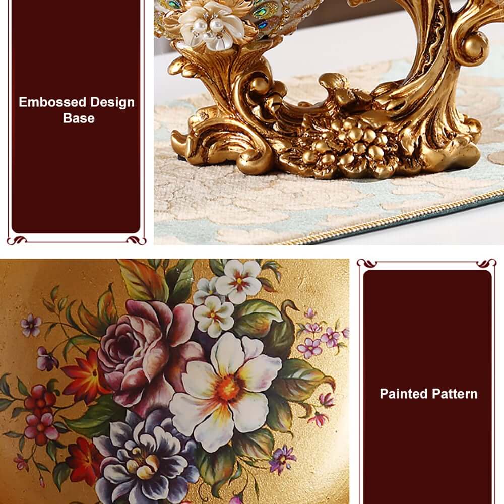 Glam White & Gold Resin Irregular Fruit Bowl - Decorative Centerpiece