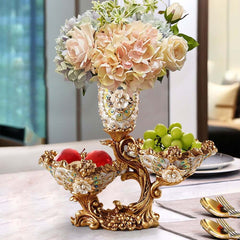 Glam White & Gold Resin Irregular Fruit Bowl - Decorative Centerpiece