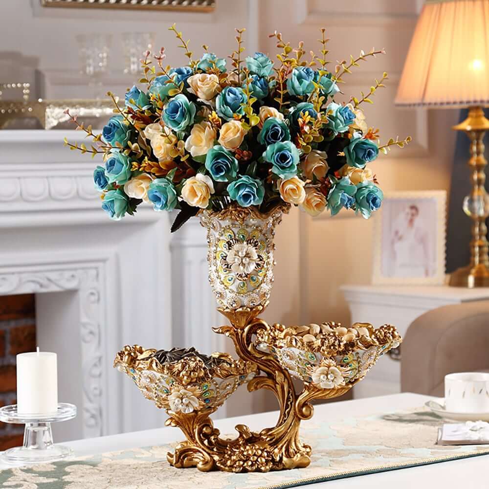 Glam White & Gold Resin Irregular Fruit Bowl - Decorative Centerpiece Main Product Image