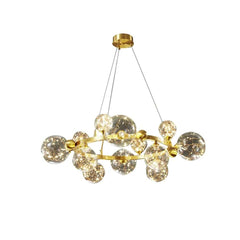 Gold 12-Light Globe Chandelier with Clear Glass Shades - Modern Elegance