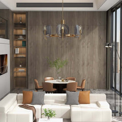 Gold 6-Light Modern Wagon Wheel Chandelier with Adjustable Height