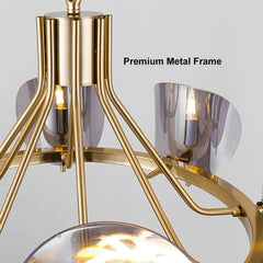 Gold 6-Light Modern Wagon Wheel Chandelier with Adjustable Height