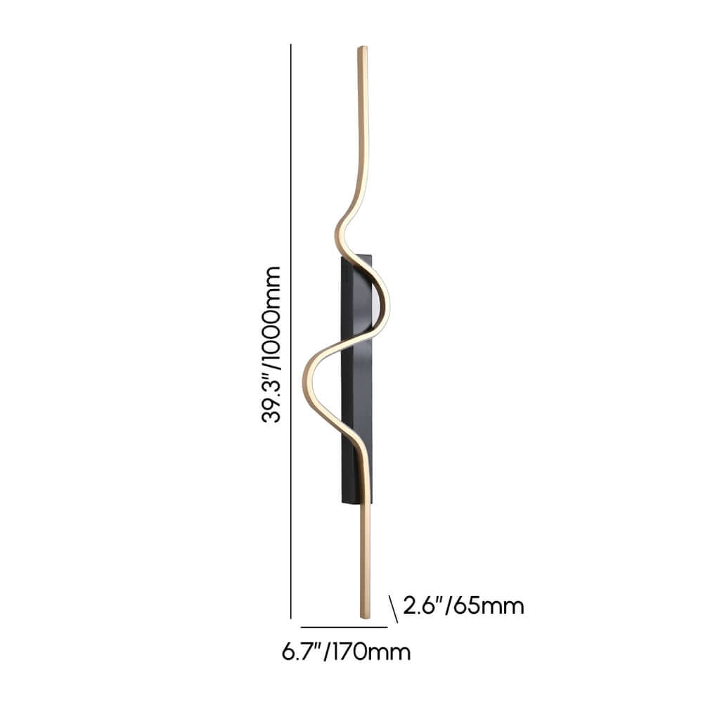 Gold Aluminum Modern Armed Sconce Wall Light with Tri-Color LED Dimensions