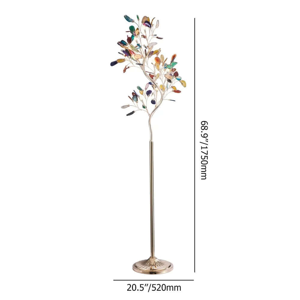 Gold Art Deco 9-Light Floor Lamp with Multicolor Shade Dimensions