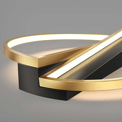 Gold & Black Modern LED Flush Mount Ceiling Light with White Shade