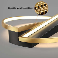 Gold & Black Modern LED Flush Mount Ceiling Light with White Shade