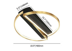 Gold & Black Modern LED Flush Mount Ceiling Light with White Shade Dimensions