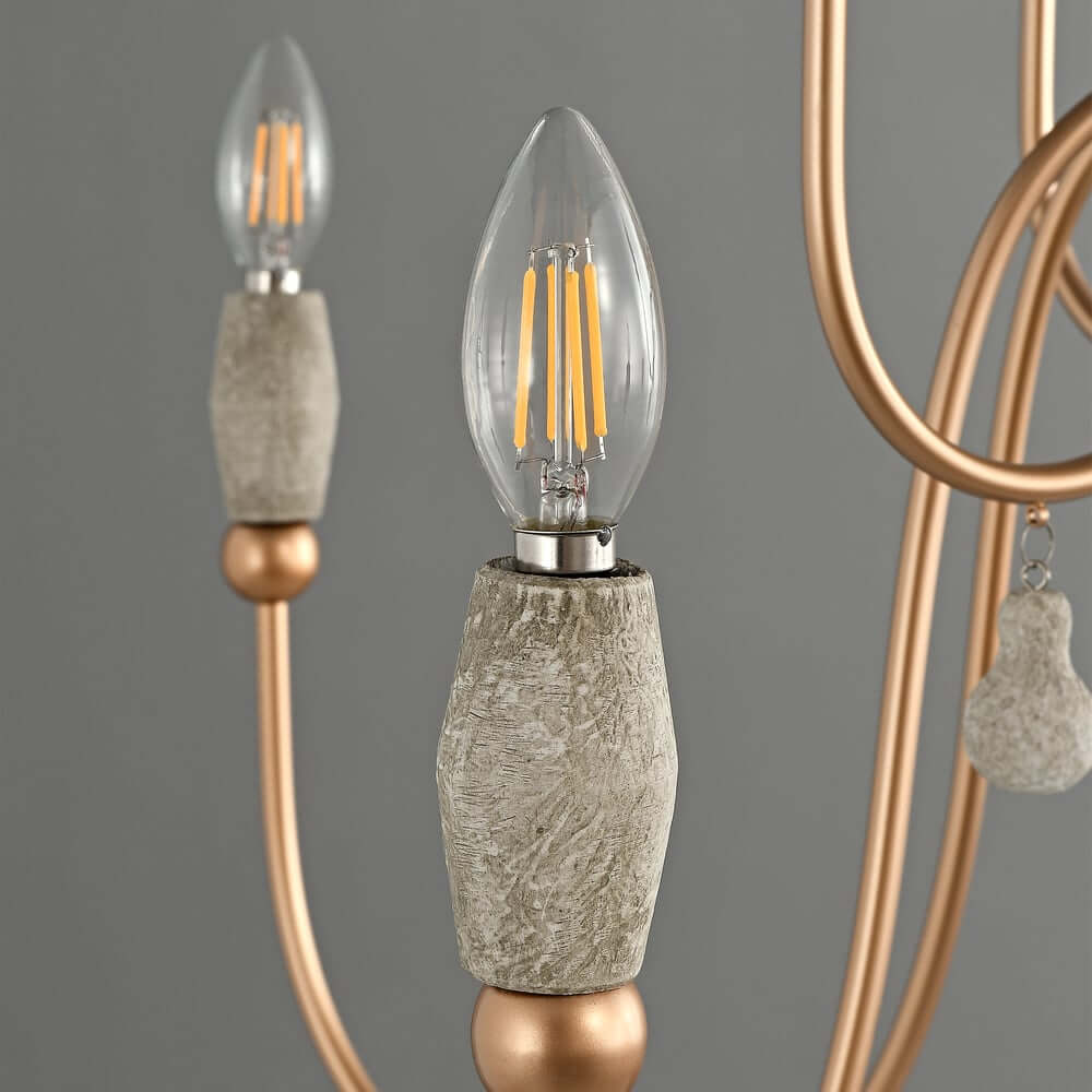 Gold Candle-Style Chandelier - 8-Light Iron Fixture for Farmhouse Decor