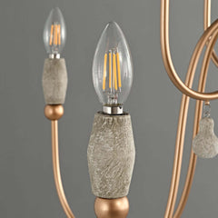 Gold Candle-Style Chandelier - 8-Light Iron Fixture for Farmhouse Decor