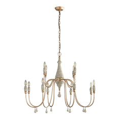 Gold Candle-Style Chandelier - 8-Light Iron Fixture for Farmhouse Decor