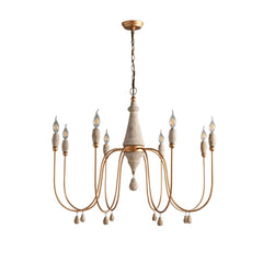 Gold Candle-Style Chandelier - 8-Light Iron Fixture for Farmhouse Decor